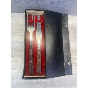 Warco Carving Knife Meat Fork Stainless Steel Box Set Detroit Radiator Vintage